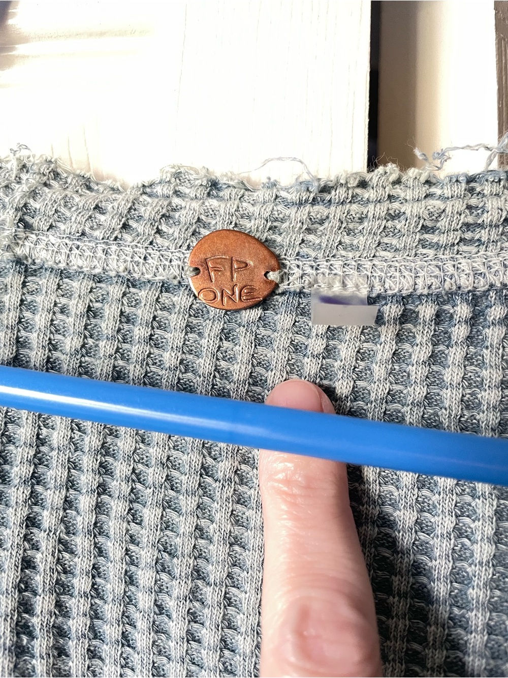 FP One light green/blue Waffle-Knit Pullover Hoodie